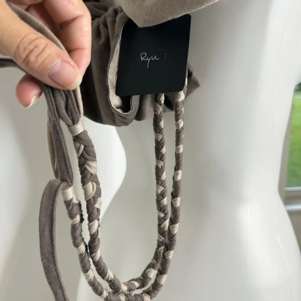 New RYU: anthropologie Boho Gathered Brown Tan Beige Earth Tone Scarf Reversible